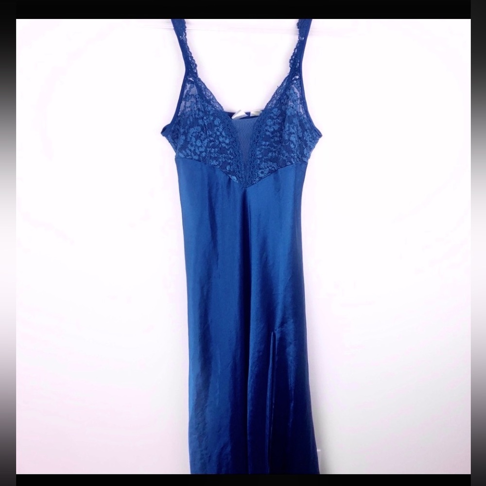 Vintage Victoria's Secret Gold Label Navy Blue Maxi Slip Dress/ Night Gown